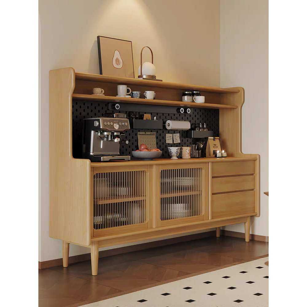 实木餐边柜一体靠墙储物柜餐厅高柜简约现代茶水柜洞洞板客厅酒柜,淘宝优惠券,粉丝福利购,淘宝优惠卷