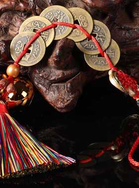 铜五帝钱真品中国结加大铜钱挂件古币纯铜六帝钱门对门挂饰压门槛