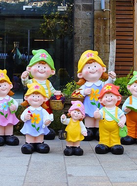 户外卡通娃娃玻璃l钢雕塑仿真人物摆件幼儿园校园草坪装饰摆设造