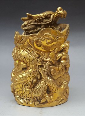 实体店直b销热卖纯铜龙笔筒文房用品办公室摆件居家客厅装饰品