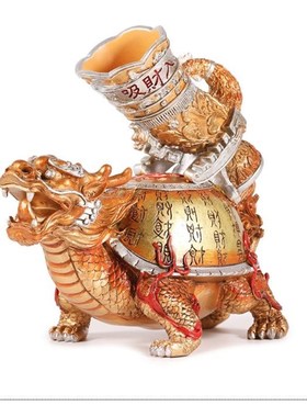 李居明吉祥物 吸财入库 龙龟摆件六白位M家居店铺办公装饰工艺品