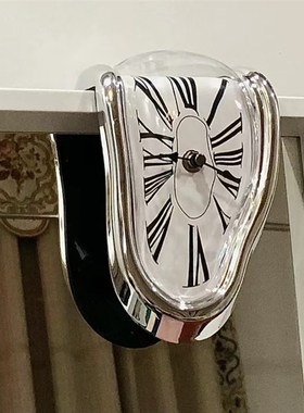 ins风轻奢创意jL形直角弯曲扭曲时钟个性融化家用客厅装饰电子钟