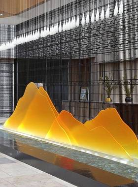 led大型户外发光假山室内橱窗摆件渐层压克力幻彩山峰脉造型定制