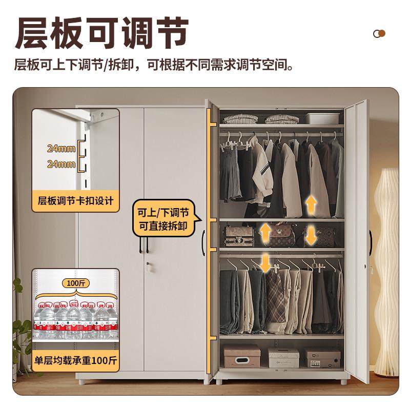 简易衣柜出租房用可放行李箱家用客厅落地金属无甲醛收纳柜可移动 - 图2