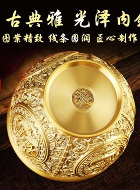 招财进宝百福铜缸纯黄铜缸聚宝客厅家居聚财金钱聚宝盆铜缸