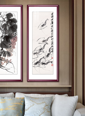 国画齐白石画寿桃水墨画新客厅装饰画饭厅画玄关挂画