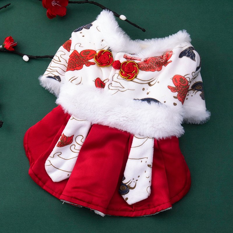 狗狗衣服新年装加绒加厚宠物衣服锦鲤唐装公主裙小型犬猫咪衣服,淘宝优惠券,粉丝福利购,淘宝优惠卷