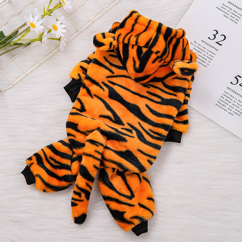 可爱老虎造型狗狗连体衣毛绒宠物服装小型犬萌宠衣服法兰绒四脚衣,淘宝优惠券,粉丝福利购,淘宝优惠卷