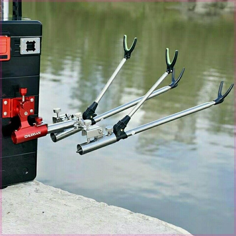 新款钓箱钓椅双炮台支架座多功能双头不锈钢加厚防晃炮台钓箱配件 - 图0