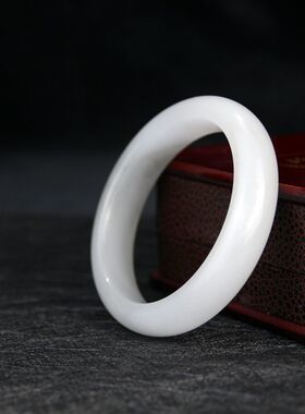 和田玉色青花墨玉阿富汗玉手镯送妈妈水墨丹青女款冰种玉镯