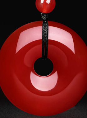 天然血玉纯天然玛瑙玉髓平安扣吊坠玉石项链生日大小饰品男女一级