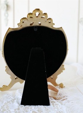 出口欧洲宫廷风梳妆镜复古金桌面化妆镜子装X饰镜台镜摆件