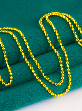 正品黄金项链女款9999足金链子米珠链转运珠锁骨链串珠光珠链按克