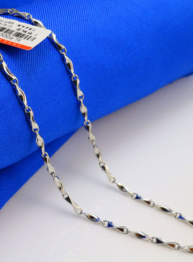 银镀铂金项链男女仿Pt950白金链子元宝链纯银粗细长短款生日礼物