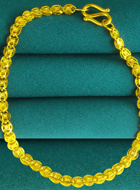 环钱币形手链女新款24k爆闪手链