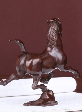 纯铜马踏飞燕生肖马奔马摆件马到成功家居办公商铺前台桌面装饰品