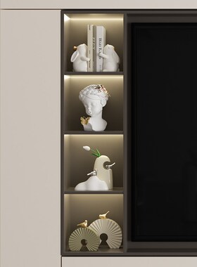 高级感雕塑艺术摆件设计师软装饰品轻奢家居客厅电视柜子书柜摆设