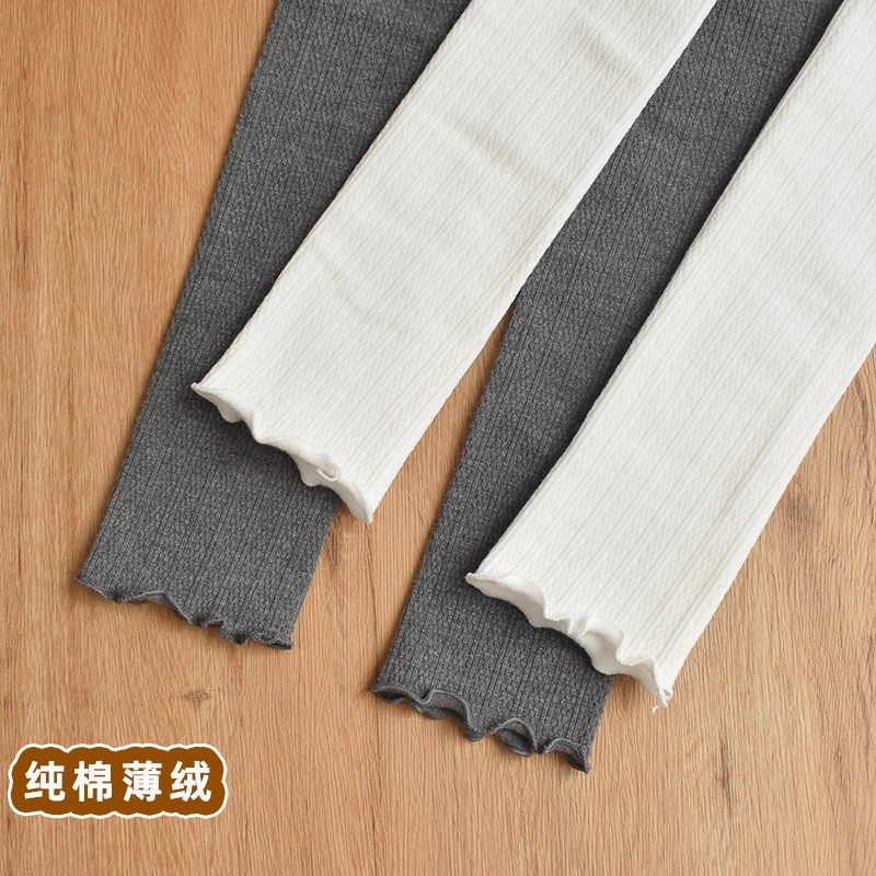 秋冬女童打底裤薄绒纯棉九分裤白色儿童裤袜不连脚小宝宝花边裤子,淘宝优惠券,粉丝福利购,淘宝优惠卷