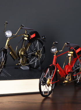 复古铁艺自行车摩托车工艺品小摆设创意居家电视柜酒柜装饰品摆件