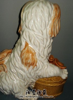 狗兔中式动物摆件陶瓷工艺石湾公仔装饰家博古架酒柜客厅摆件