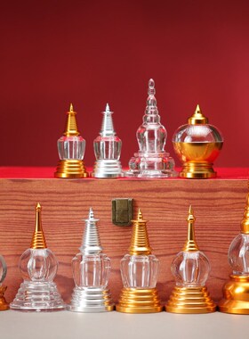 藏式合金塔亚克力水晶家居用品工艺品桌面小摆件嘎乌宝瓶家用佛塔