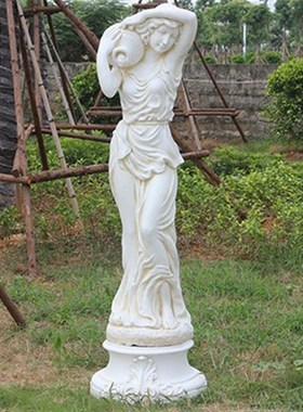 欧式花园别墅人物雕塑装饰摆件家居客厅阳台景观复古石膏艺术品