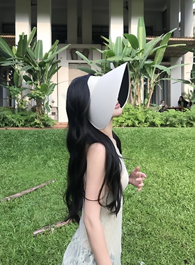 灯罩防晒帽女款2026新款加大帽檐黑胶遮阳帽创意防紫外线空顶帽子