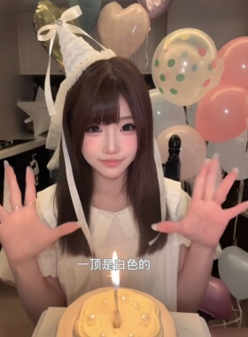 韩系蓝色皇冠生日帽生日派对氛围感拍照道具白色蝴蝶结头饰装饰品