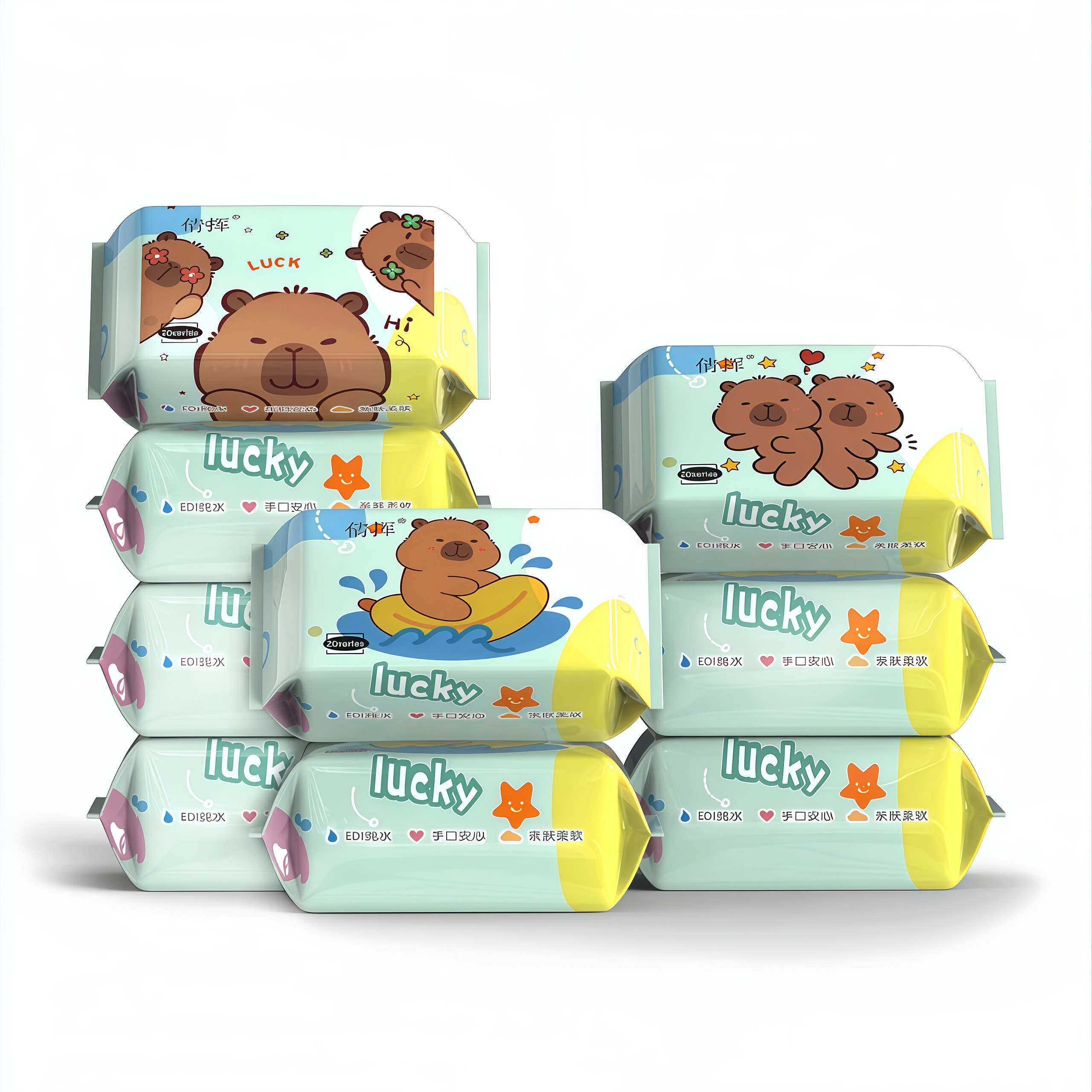 婴儿手口清洁便携小包湿纸巾新生儿童专用卡皮巴拉小包湿巾纸20抽,淘宝优惠券,粉丝福利购,淘宝优惠卷