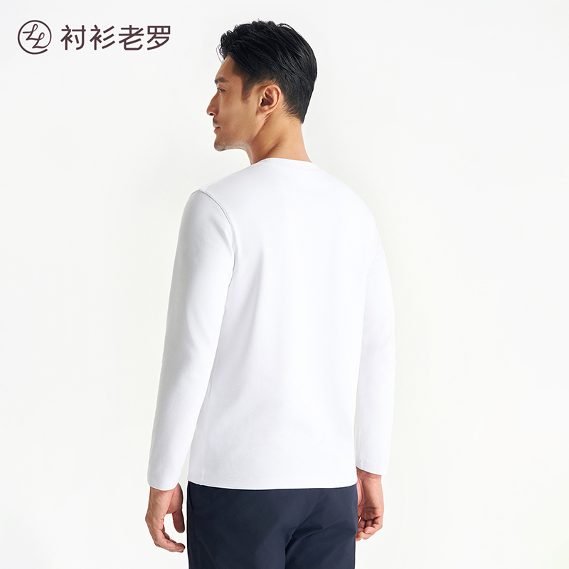 衬衫老罗[森呼吸一号]长袖t恤男装Sorona圆领打底衫247X0T905L - 图0
