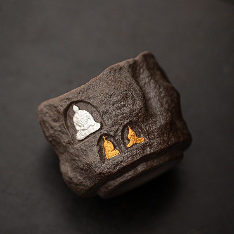 敦煌无相 老岩泥茶杯个人专用复B古黑陶功夫茶具金银中国风主人杯,淘宝优惠券,粉丝福利购,淘宝优惠卷