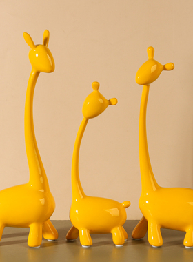 三口之家摆件家居客厅四口鹿玄关酒柜软I装饰品创意送新人结婚礼