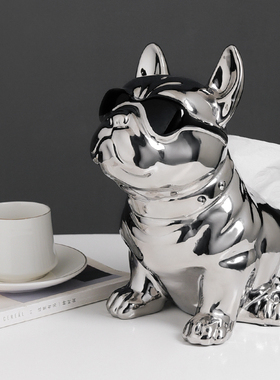 欧式轻奢电镀法h斗犬纸巾盒摆件高档客厅餐桌茶几抽纸盒卧室装饰