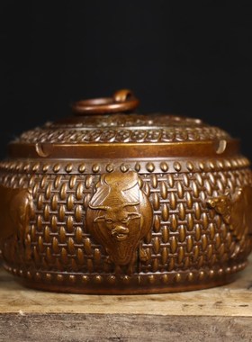 速发纯铜五牛烟灰缸用办公桌高件 摆端大气 送礼自 佳品  家居装