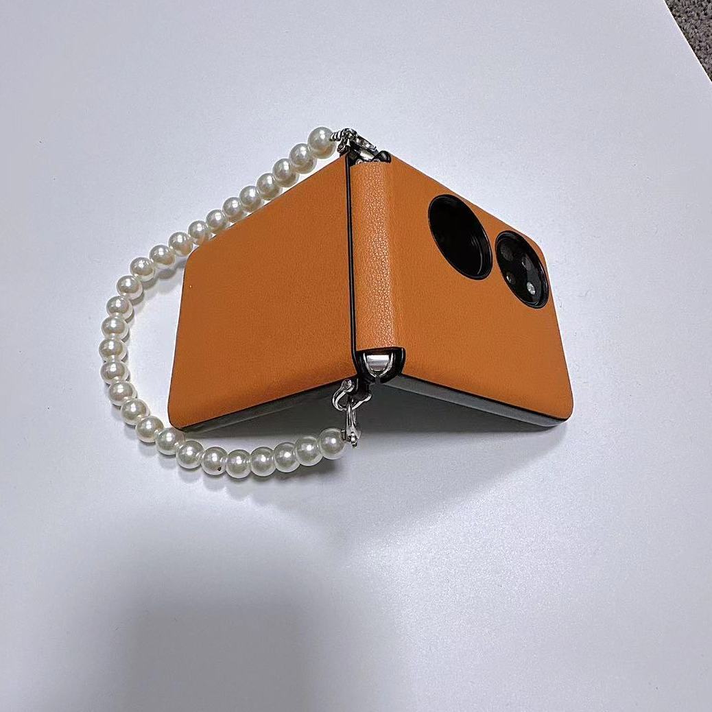 96全包隐藏式铰链棕色适用于华为pocket2手机壳皮质男女款P50pock - 图0