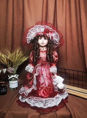 41厘米复古欧式人物创意家里酒柜卧室客厅办公室摆件礼Z品古董娃