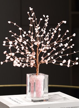 入门玄关水晶树发财树摆件轻奢高A档客厅酒柜电视机柜办公室装饰