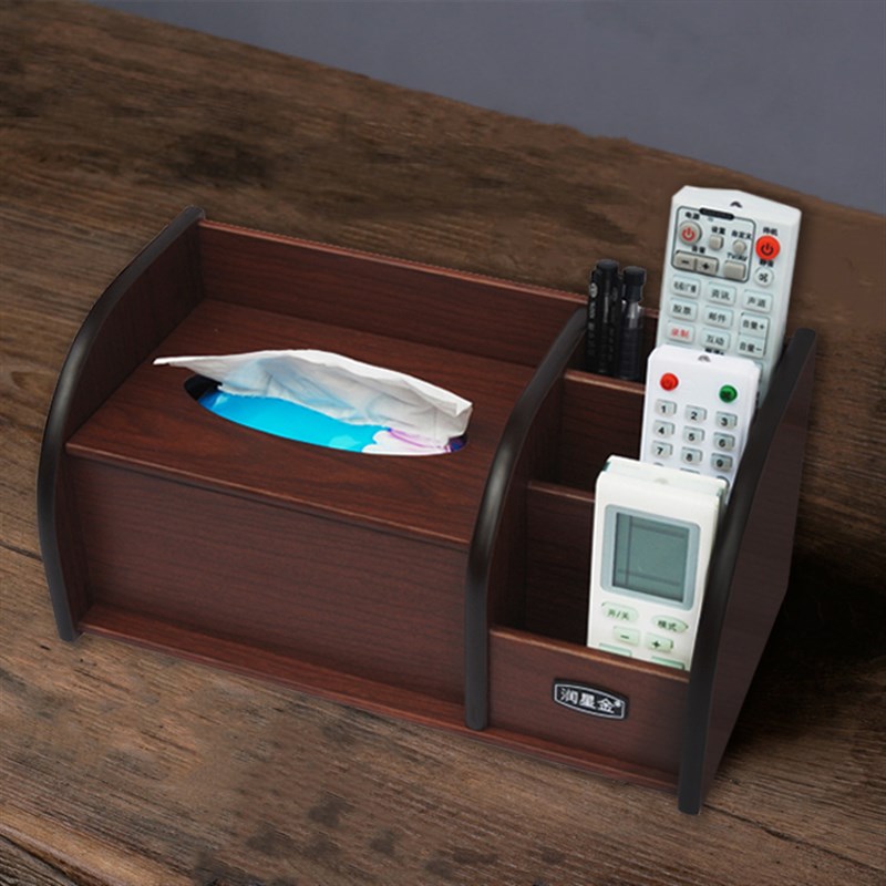 Tissue box wooden storage box Chinese tissue paper multifunctional home G living room office coffee table desktop mobile phone napkin