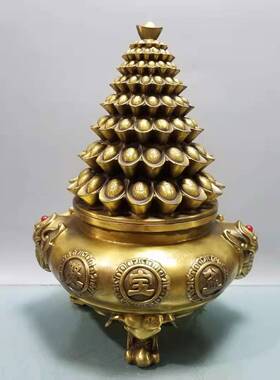 纯铜聚宝盆摆件象山三脚转运存钱客厅F桌面装饰品中式大号礼品家