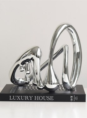 高级感抽象艺术异j形电镀创意摆件家居客厅高档轻奢装饰品软装摆