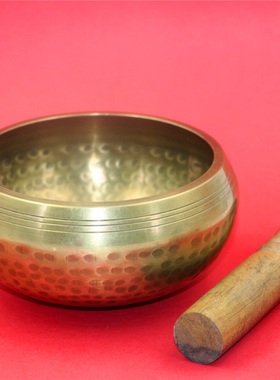 尼泊尔手工响铜麟l纹佛音碗音疗钵铜磬瑜伽钵音疗颂钵孟装饰摆件