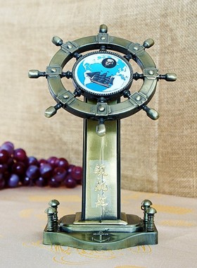 金属领航舵摆件舵手船舵航海家居工艺品J办公室桌面装饰品开业礼