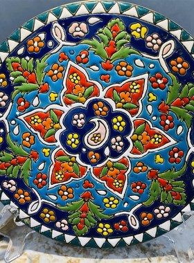 【伊朗波斯纯手工20cm盘子 】特色手工艺品装饰精美收藏摆件