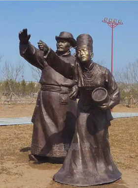 铸铜古代将军战士人物 户外城市园林景观摆放玻璃钢仿铜人物雕塑