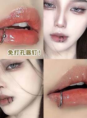 唇夹假唇钉免打孔唇钉亚文化唇夹无洞免打孔假唇环免穿孔唇钉钛钢