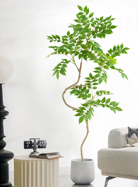 仿真绿色植物f落地盆栽栖木仿生植物摆件室内客厅沙发旁装饰花盆