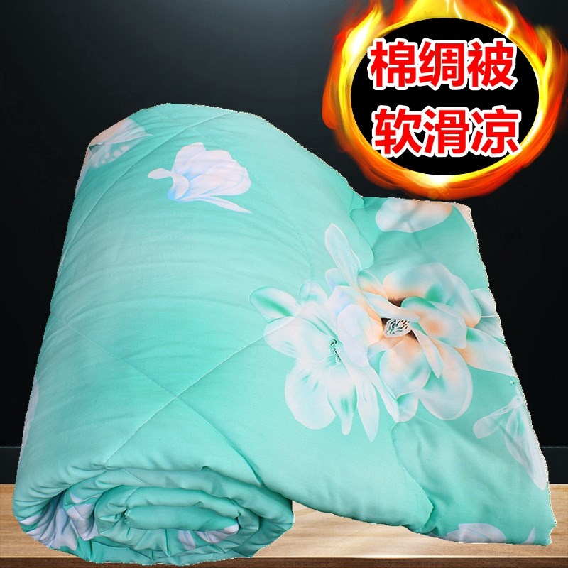 人造棉棉绸夏f凉被可水洗儿童幼儿园空调被夏季薄款丝绵被春秋被 - 图0