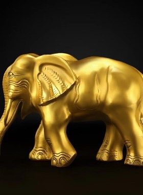 纯黄铜大象摆件一对铜象家居客厅酒柜办公室全铜吸水W象装饰工艺