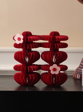 桃芽夫妇蜂窝喜字立体折纸摆件结婚订婚创意新P婚礼物婚房布置摆