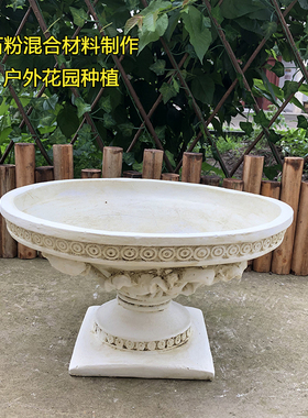 创意摆件欧式复古罗马柱花u盆仿真花花瓶圆形柱子客厅家居饰品摆